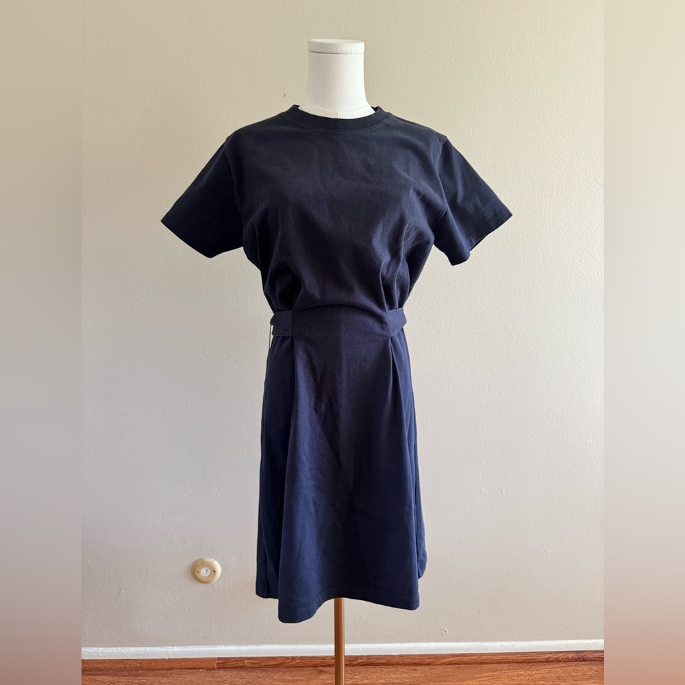 Vince 100% Cotton Short-Sleeve Belted Mini Dress